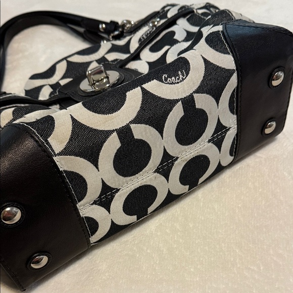 Coach Peyton Signature Canvas Carryall Shoulder Bag in Dark Denim and White - Picture 10 of 15